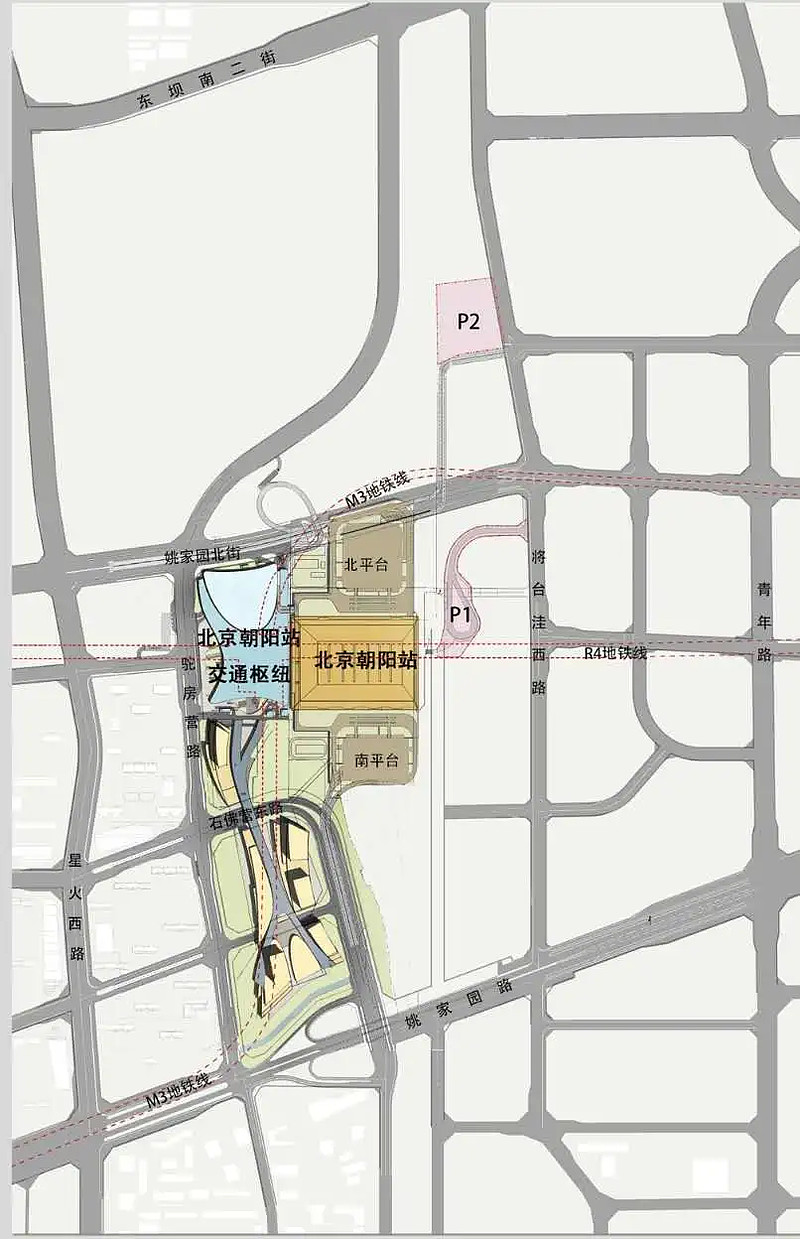 北京朝阳站位于朝阳区东四环外姚家园路以北,建筑面积18.