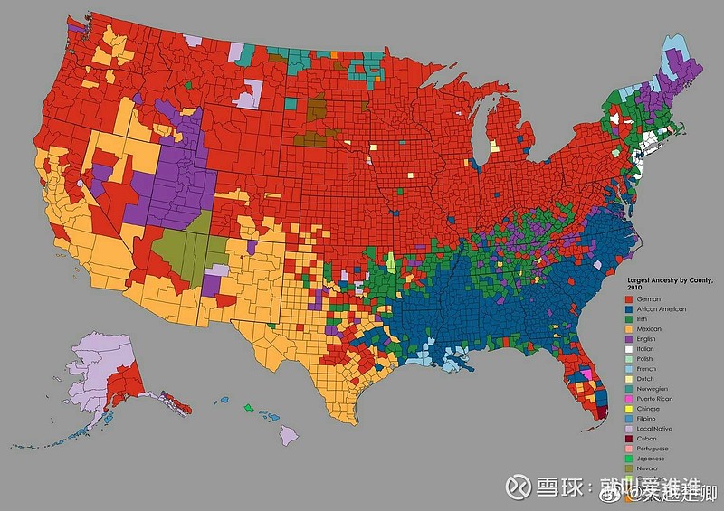 美国各郡的最大族裔居民