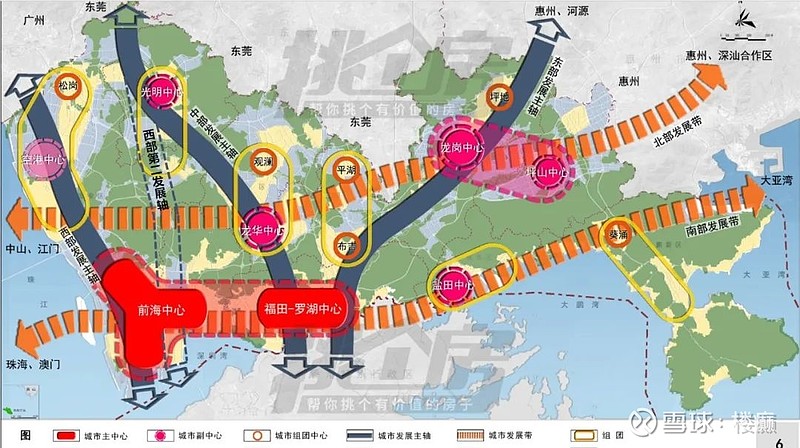深圳未来格局之第四轴线 大家眼中的深圳城市格局应该是下图这样的,也