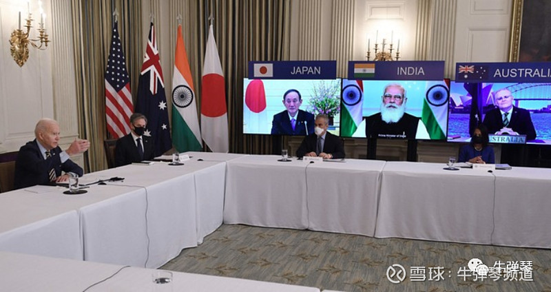 终于,3月12日,美日印澳举行了第一次峰会.是视频会面,但四国