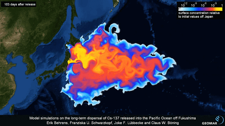 日本排放核废水的扩散模拟