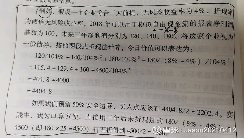 自由(自由二字包含了要求該股具備類比債券的屬性)現金流折現法:將