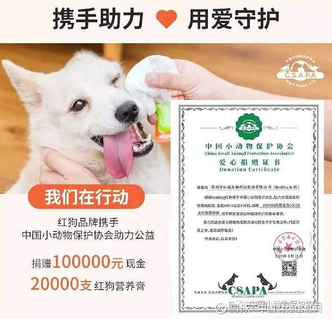 紅狗攜手中國小動物保護協會發起red公益計劃