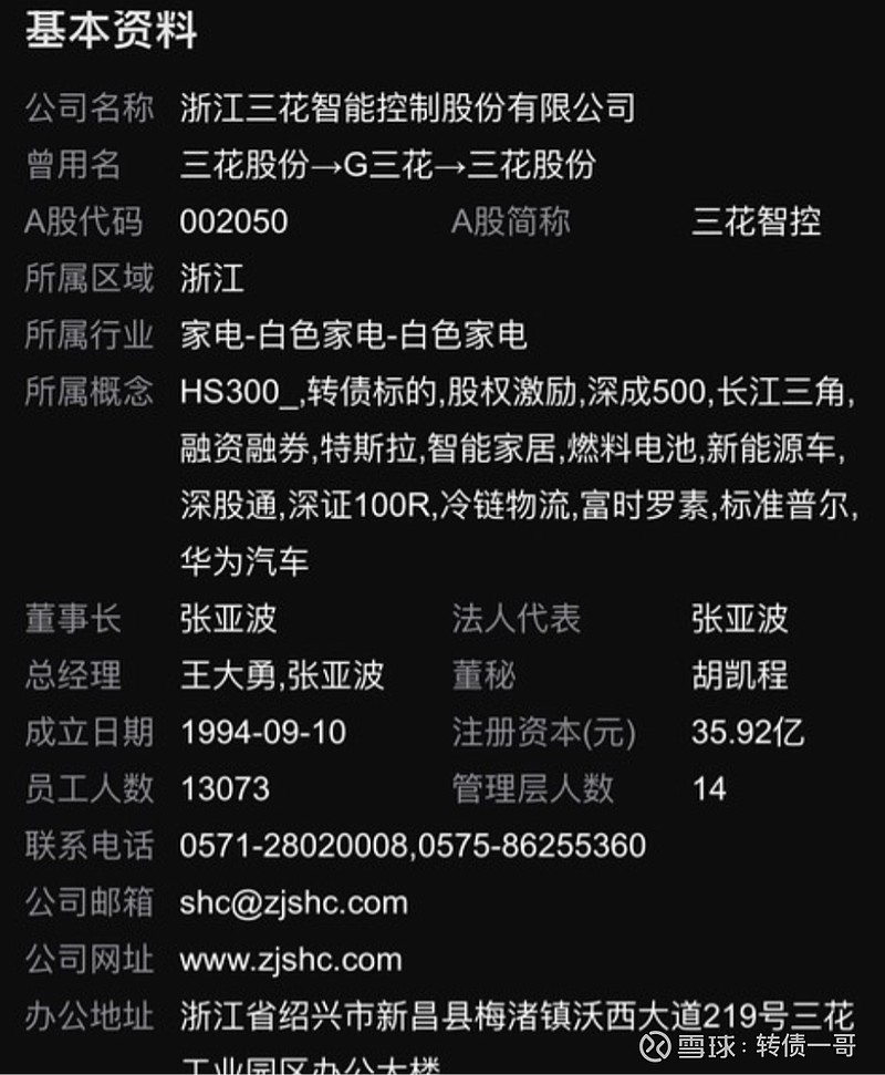 正股三花智控(代码:002050)