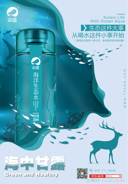 创造瓶装水 新品类 海露 海洋生态水 掀起健康饮水新潮流水是生命之源 亦是健康之本 中国居民膳食指南 16 指出 成年人每天要补充1500ml 1700ml水 健康饮水