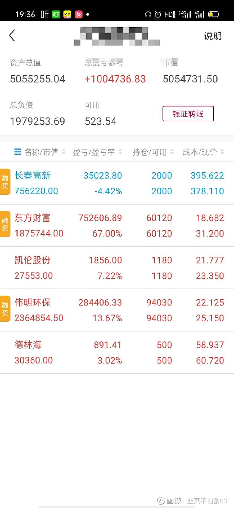 最新股票持仓截图图片