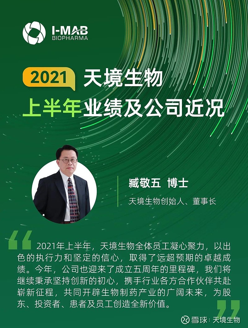 天境生物公布2021年上半年业绩及公司近况