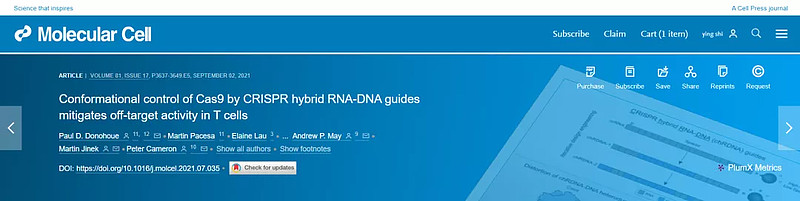 Caribou：CRISPR杂合RNA-DNA引导技术可显著降低脱靶效应 原文链接近日（9月2日），Caribou Biosciences发表 ...