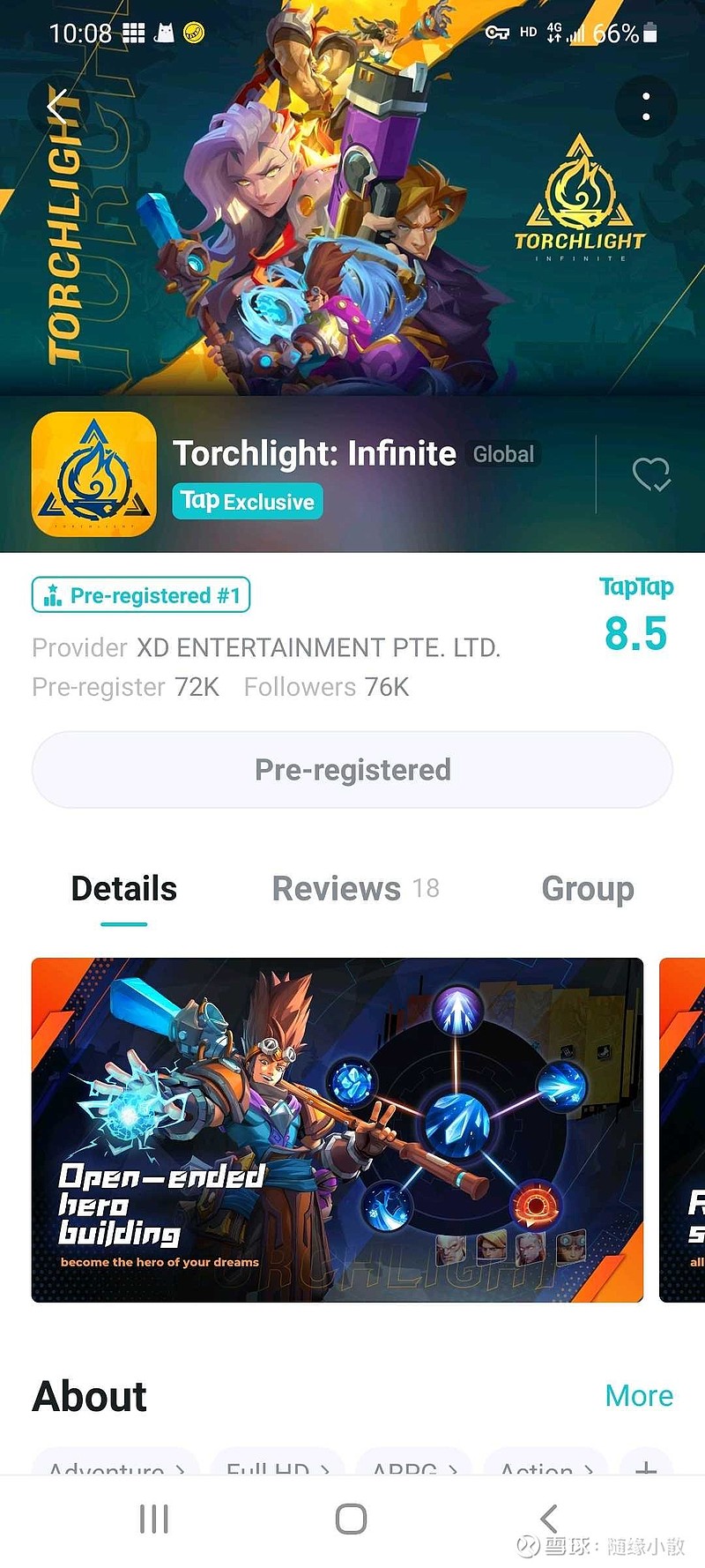 昨天火炬之光无限开始在tap海外版第一次亮相开始预约了.