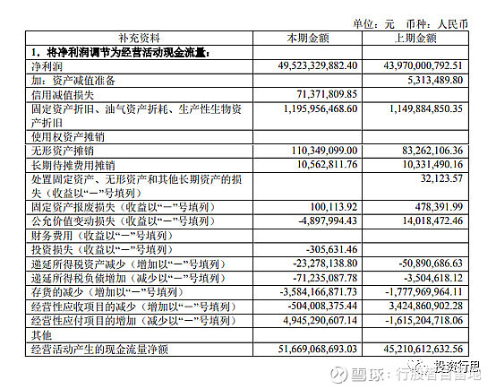 间接法编制的现金流量表
