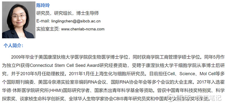 Cell：陈玲玲发表环状rna综述 2022年5月17日，中科院分子细胞科学卓越创新中心（生物化学与细胞生物学研究所）陈玲玲、刘楚霄在cell 