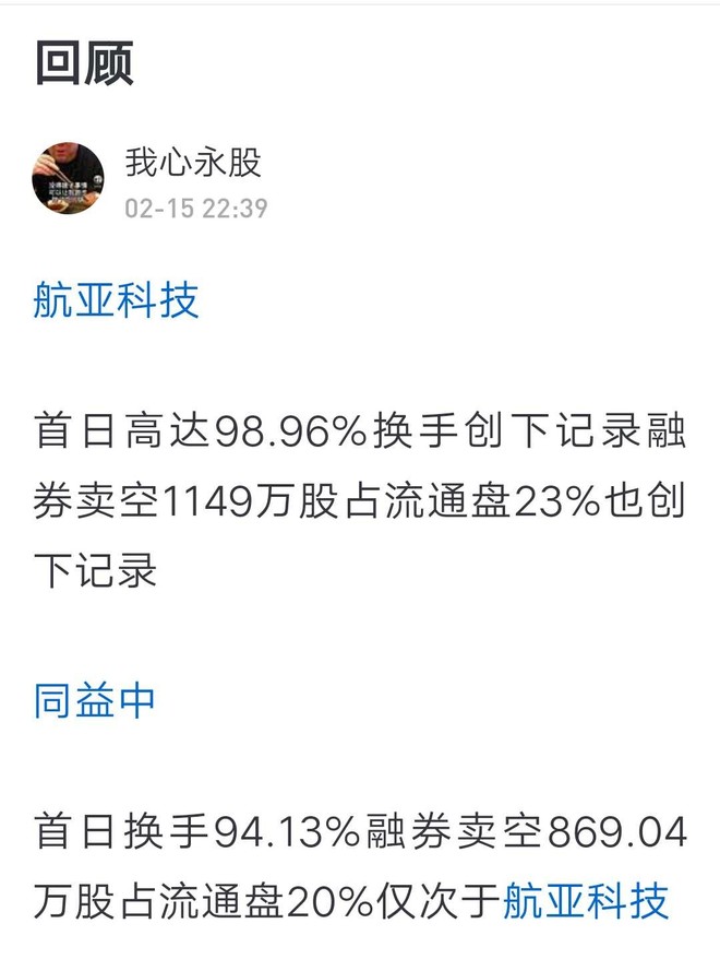 航亚科技首日融券余额4亿左右