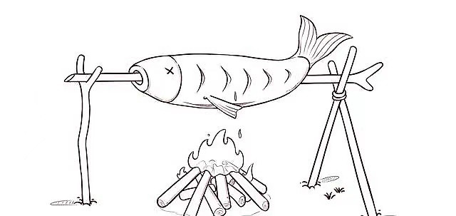 烤鱼的画法图片