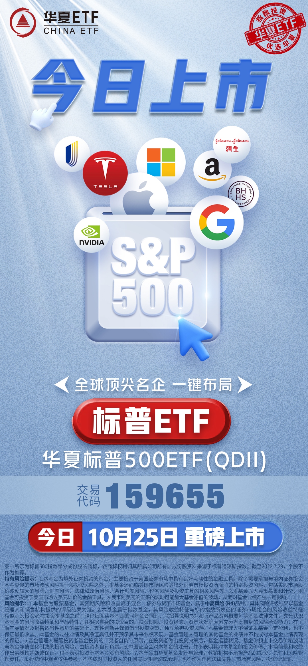 标普ETF(159655)今日上市! 投资美股我们应该买什么呢？A股有沪深300 ，美股有标普500 ，分别被看做是A股、美股配置的基本款。 标普500 指...