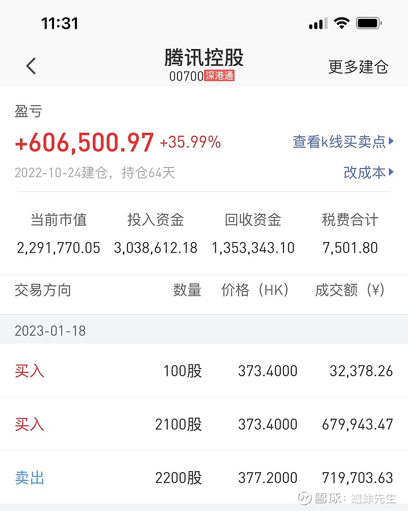 以一个实际做T的例子说明港股通的交易费用。1月18日做T差价8360港币，按港币/人民币汇率0.867折7248...