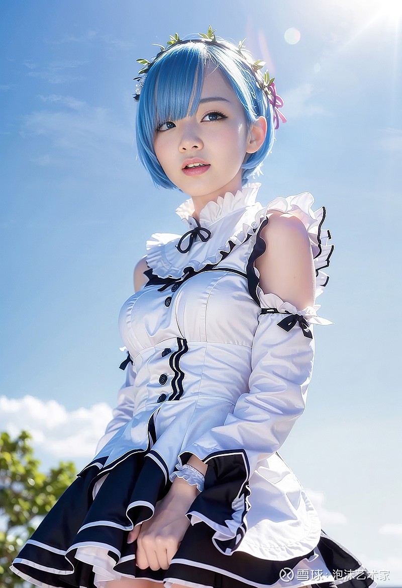 这张蕾姆Cosplay的模特闹情绪了，非得穿白色的女仆装，但是“拍”出来效果却出奇的好，很明快，很干净的感觉。 - 雪球