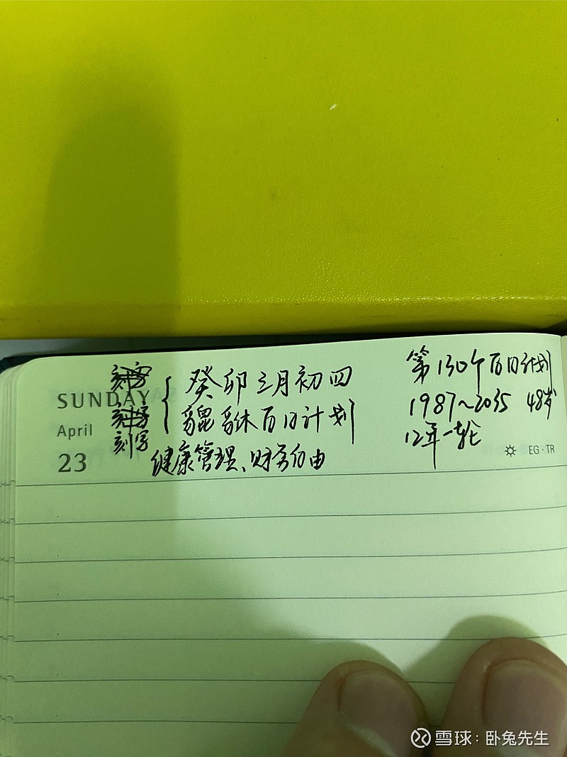 心愿清单起始时间，当然是三月初四，2023年4月23日百日计划起点。终点时间，2035年12月31日，下一轮兔年结束。除了今年，...