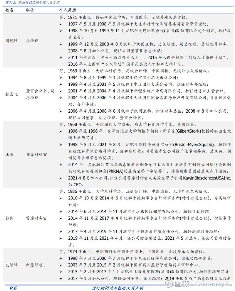 【国盛医药】凯因科技：3大超十亿级别品种驱动公司持续成长，估值重塑空间大 一、系统性品种梯队成熟，病毒性疾病专家开启创新之路 1.1公司高管 ...