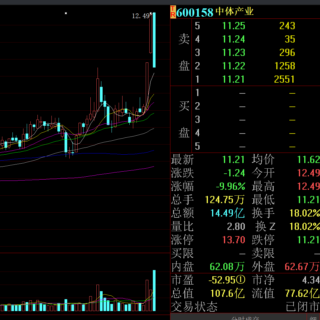 中体产业这股一天涨停一天跌停的，是个什么意思？