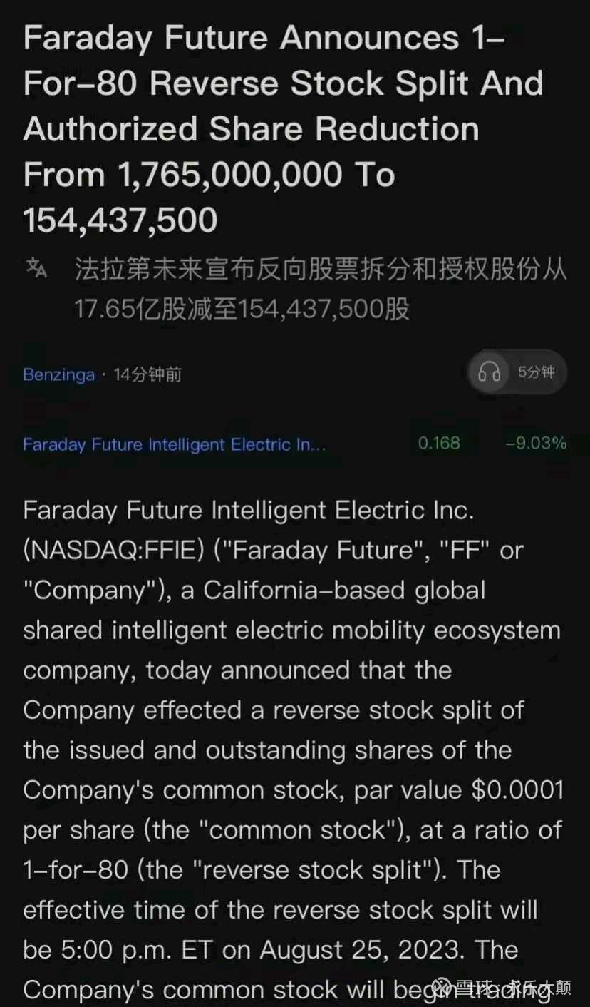 天怒人怨:贾跃亭的法拉第未来80合1，摧毁老投资者！ 惊呆了！市场传闻贾跃亭团队计划将法拉第未来通过80合1的合并实现退市风险 摆脱，这一计划被视为彻底踢除老投资者。合并后...