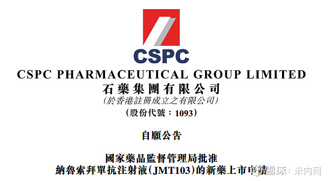 【获批】石药集团拿下重磅1类新药,剑指8亿畅销品种 9月6日, 石药集团 发布公告称,附属公司上海津曼特 生物科技 开发的1类新药纳鲁索拜单抗 ...