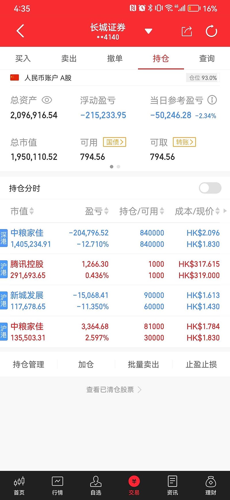 今日收益-117，本月收益-1