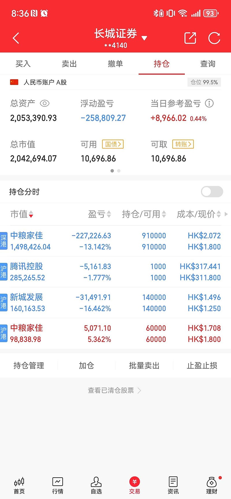 今日收益-39，本月收益-10