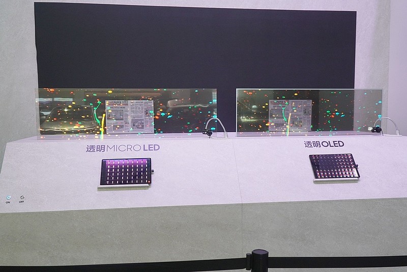 作为三星屏显技术的巅峰之作,透明micro led首次在awe展会上亮相,其以
