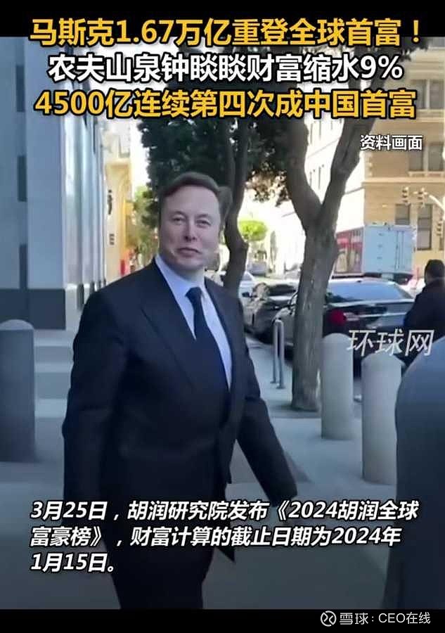 马斯克重登全球富豪榜榜首
