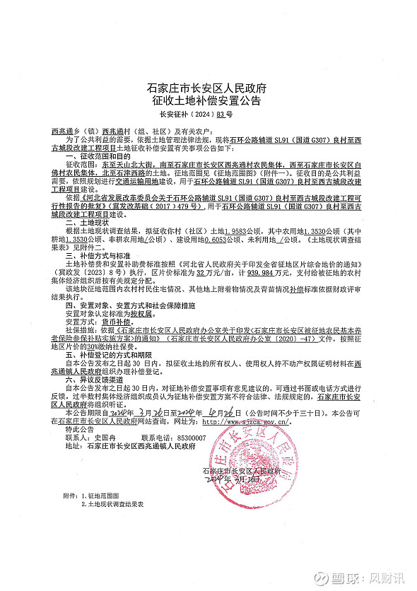 长安区征地西兆通村征约29亩土地拟开发交通运输用地