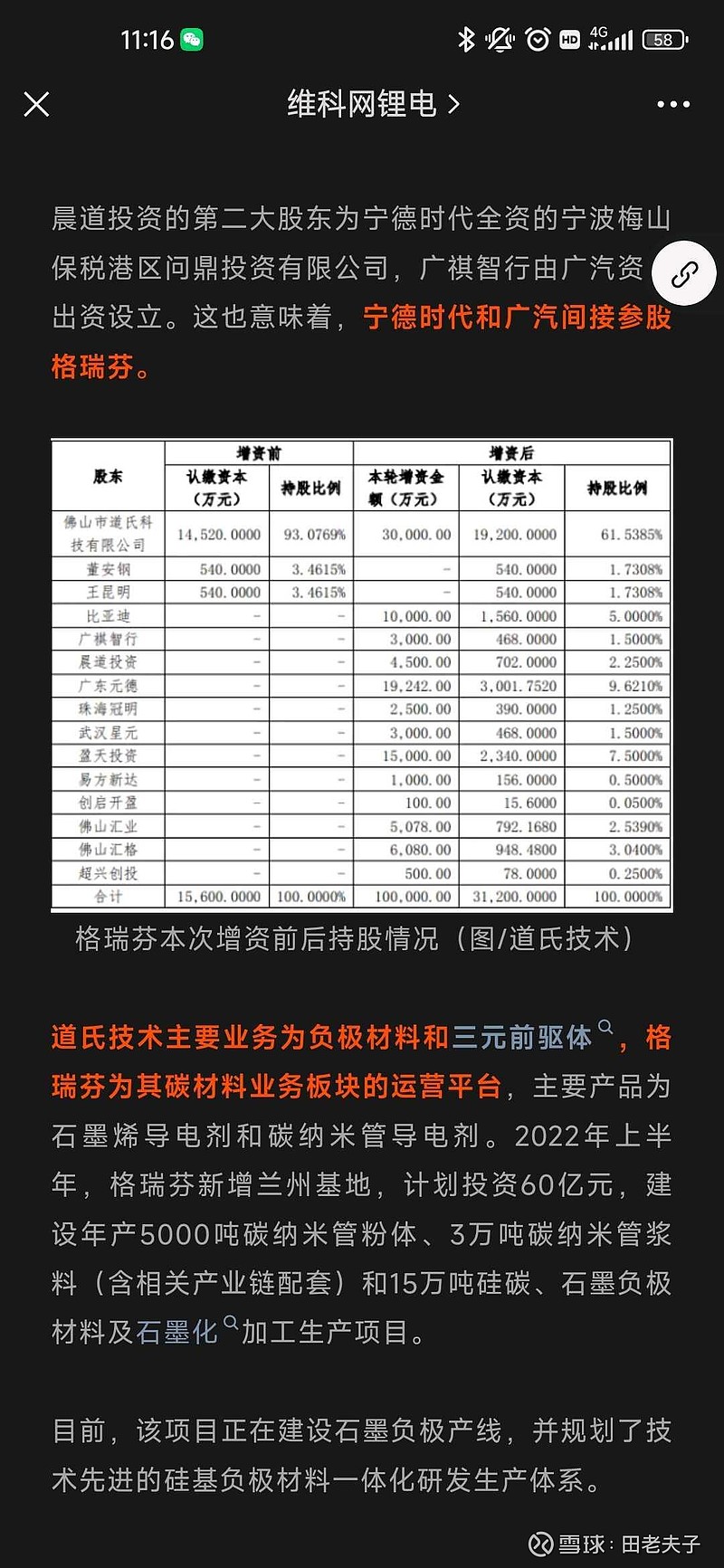 单壁碳纳米管 1100万/吨 天奈量产,道氏中试. - 雪球