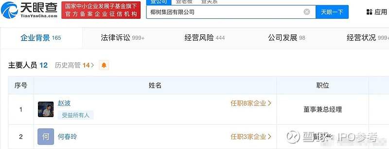 【何春玲接替赵波出任椰树集团董事长】天眼查app显示,4月1日,椰树
