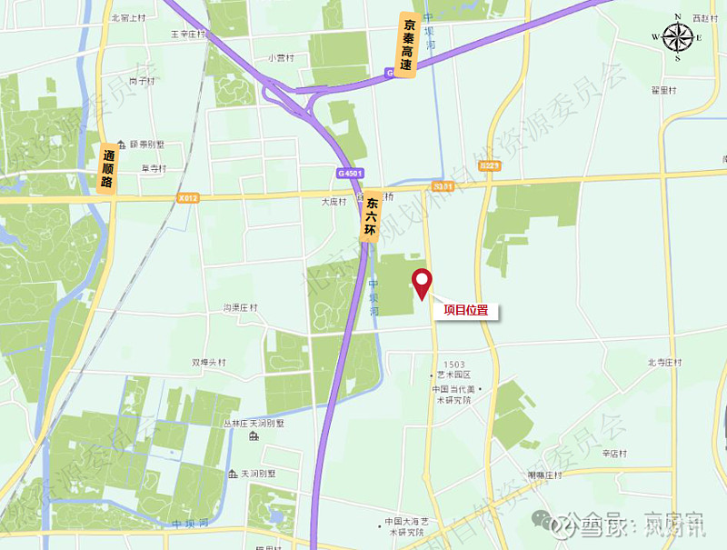 6012,6015地块r2二类居住用地,a334托幼用地,位于东六环外的宋庄地区