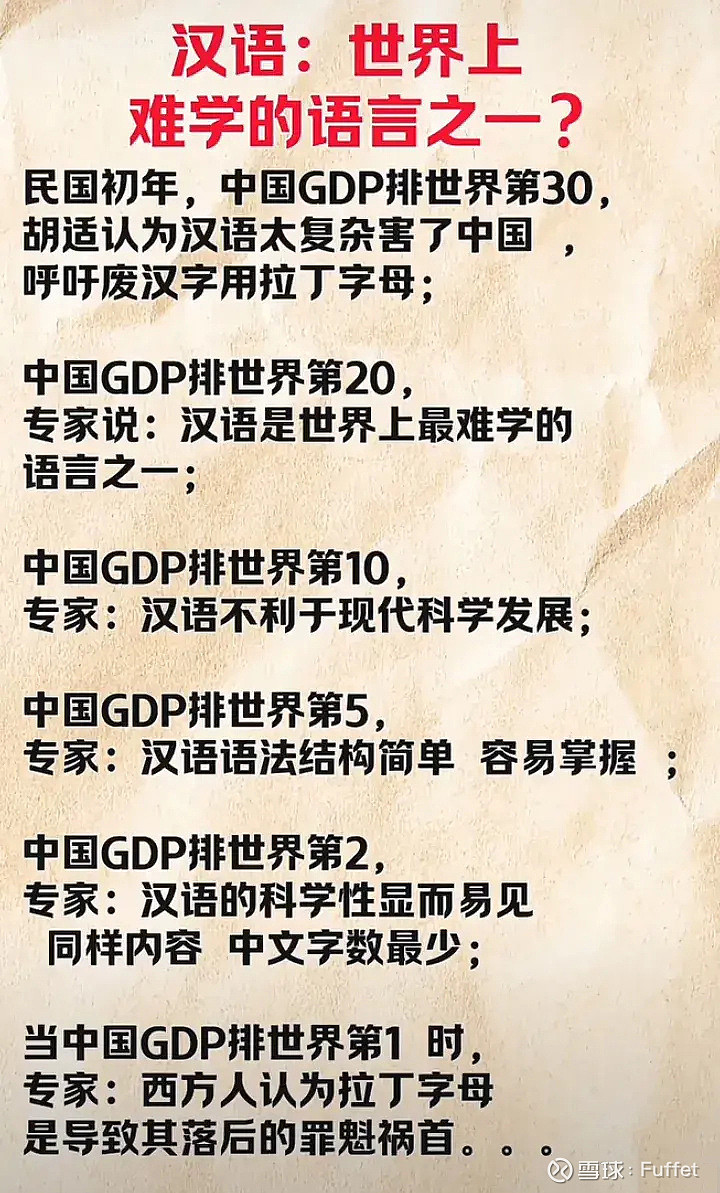 汉语难不难学，完全由中国GDP排名决定我不禁想起了拿破仑的那个笑话。【转自：人间奇妙之旅】$比亚迪(SZ002594)...