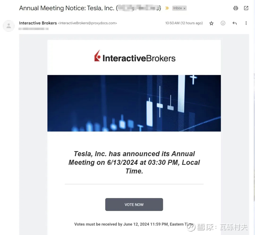 尊贵的特斯拉股东们，请记得给马斯克投票！ 本周开始，券商已经陆续给持有$特斯拉(TSLA)$ 股票的散户们发送了邮件。 特斯拉