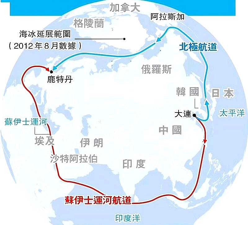 中俄联合开发北极航道。<br/