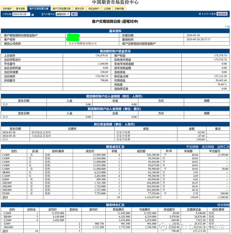 期货实盘交易记录20240528