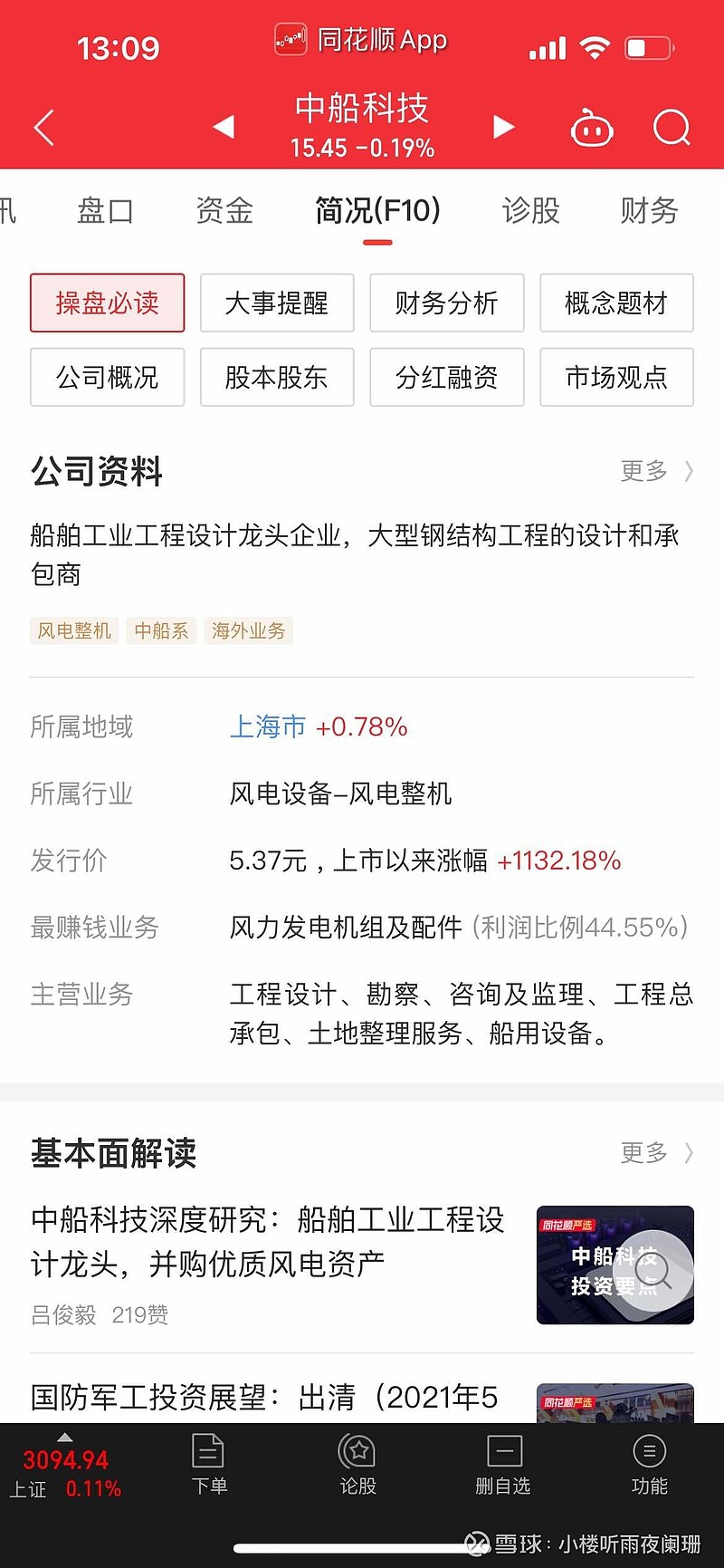 今天无意中发现中船已经变成风电