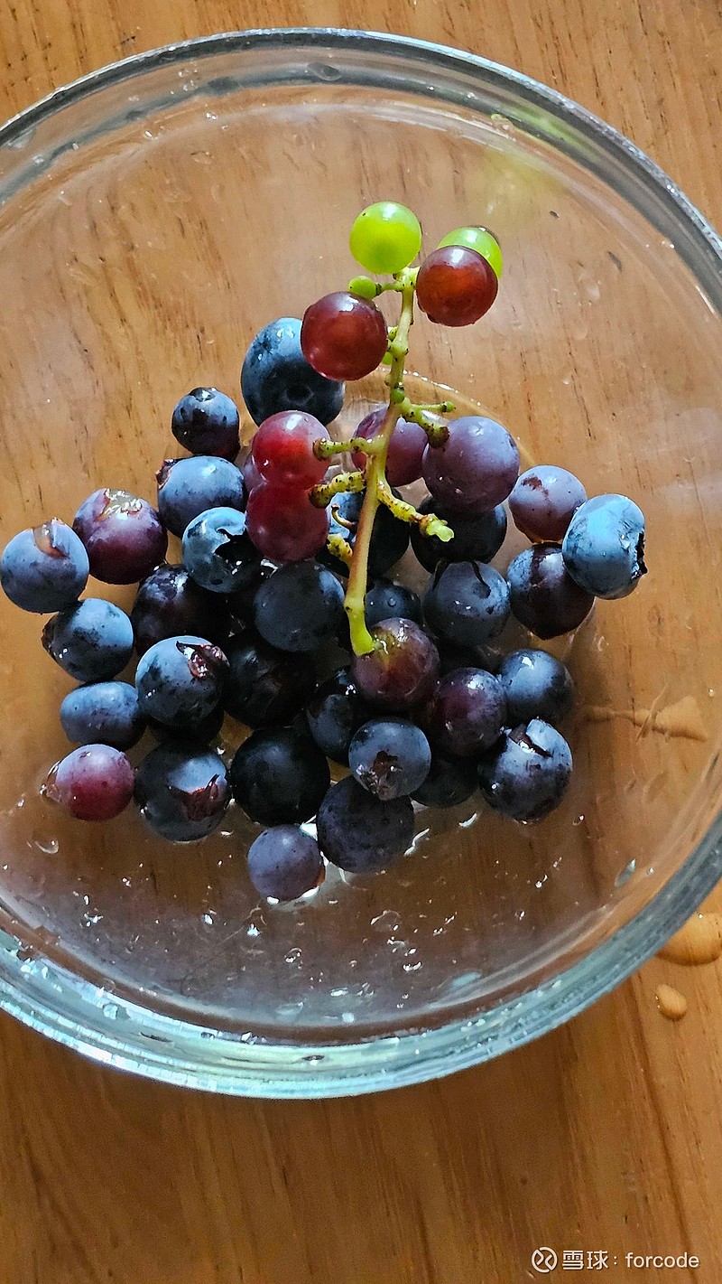 阳台新收获的葡萄和蓝莓，榨了一