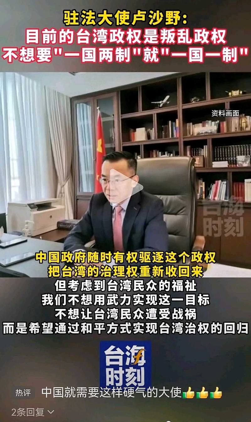 台媒分析：卢沙野大使说，台湾现