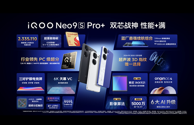 骁龙8 Gen3 双芯旗舰，iQOO Neo9S Pro+ 到手价2899元起-锋巢网