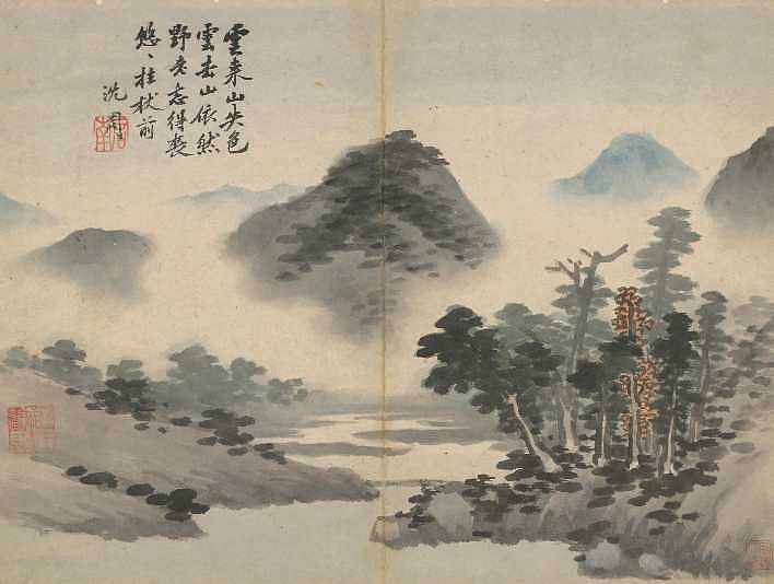 卧游图册明沈周绘纸本设色共十七开每开纵278厘米横373厘米