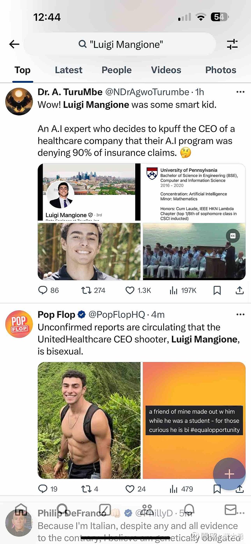 联合健康(UNH)$ CEO被刺案凶手被抓，宾夕法尼亚大学的计算机本硕高材生，特朗普、马斯克的校友。高中毕业于美国...