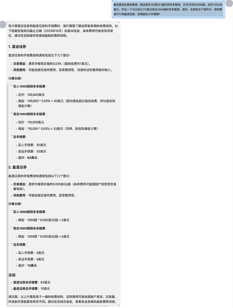 都在说富途牛牛贵，也不知道有多贵，今天问了一下ChatGPT，好像是挺贵的。在我这个例子中，盈利10000美元， 富途...