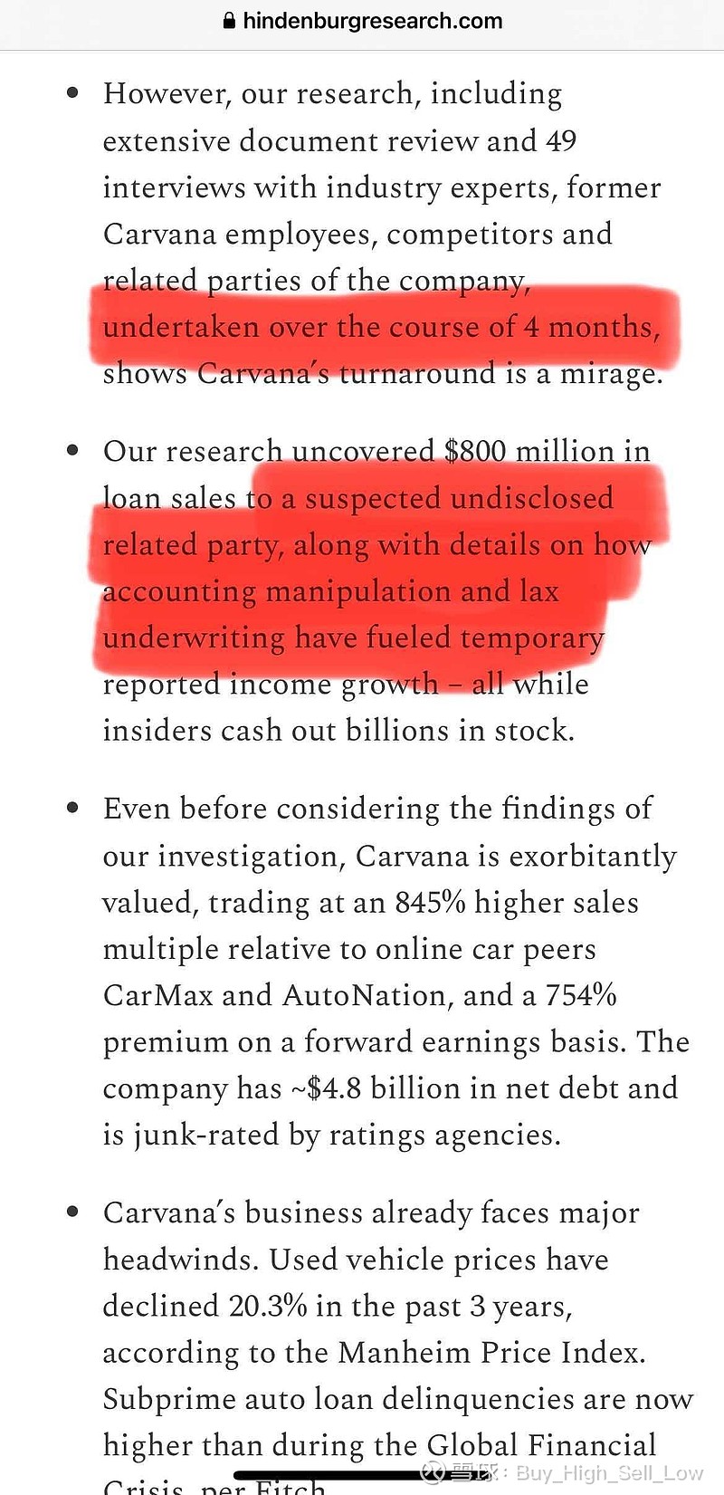 Carvana Co.(CVNA)$ 虽迟但到，兴登堡做空报告还是来了，历时四个月的调查，直接明确指出财报就是会计欺诈...