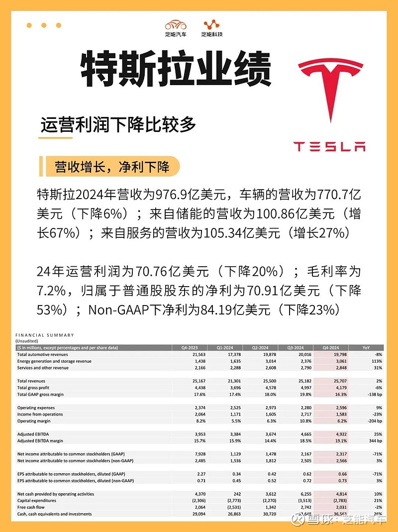 特斯拉2024年财报