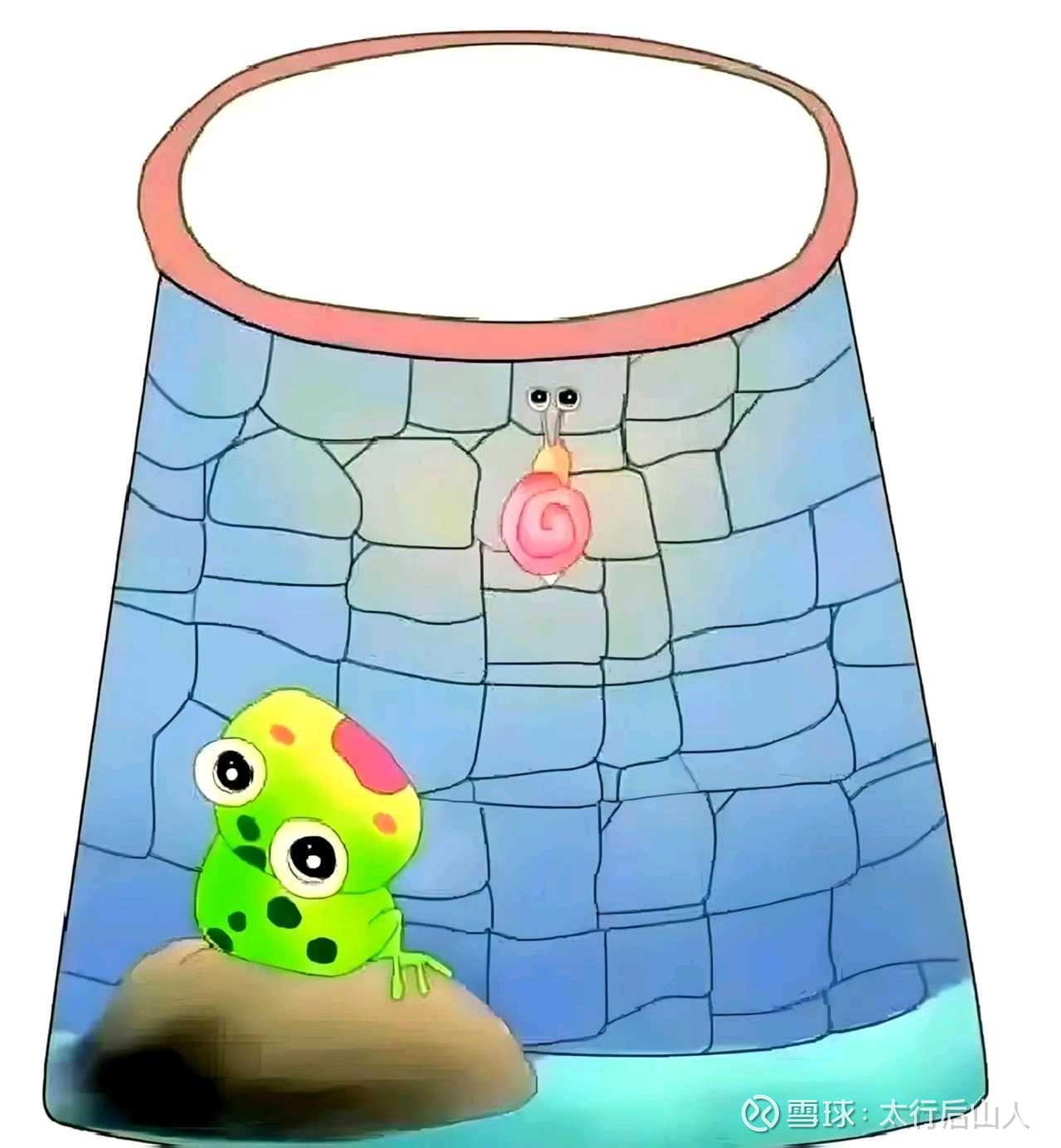 青蛙和蜗牛的故事青蛙和蜗牛同时掉到井里，蜗牛爬的虽然慢，但每一步都脚踏实地，不断累积，青蛙每一跳跃都看似快但很快回到原点，最终能爬上的一...