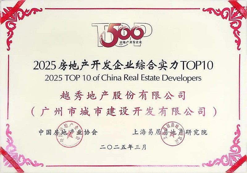 2025年房企综合实力测评成果发布,越秀地产位列第七 3月19日,由中国房地产业协会、上海易居房地产研究院共同主办的2025房地产开发企业综合 ...