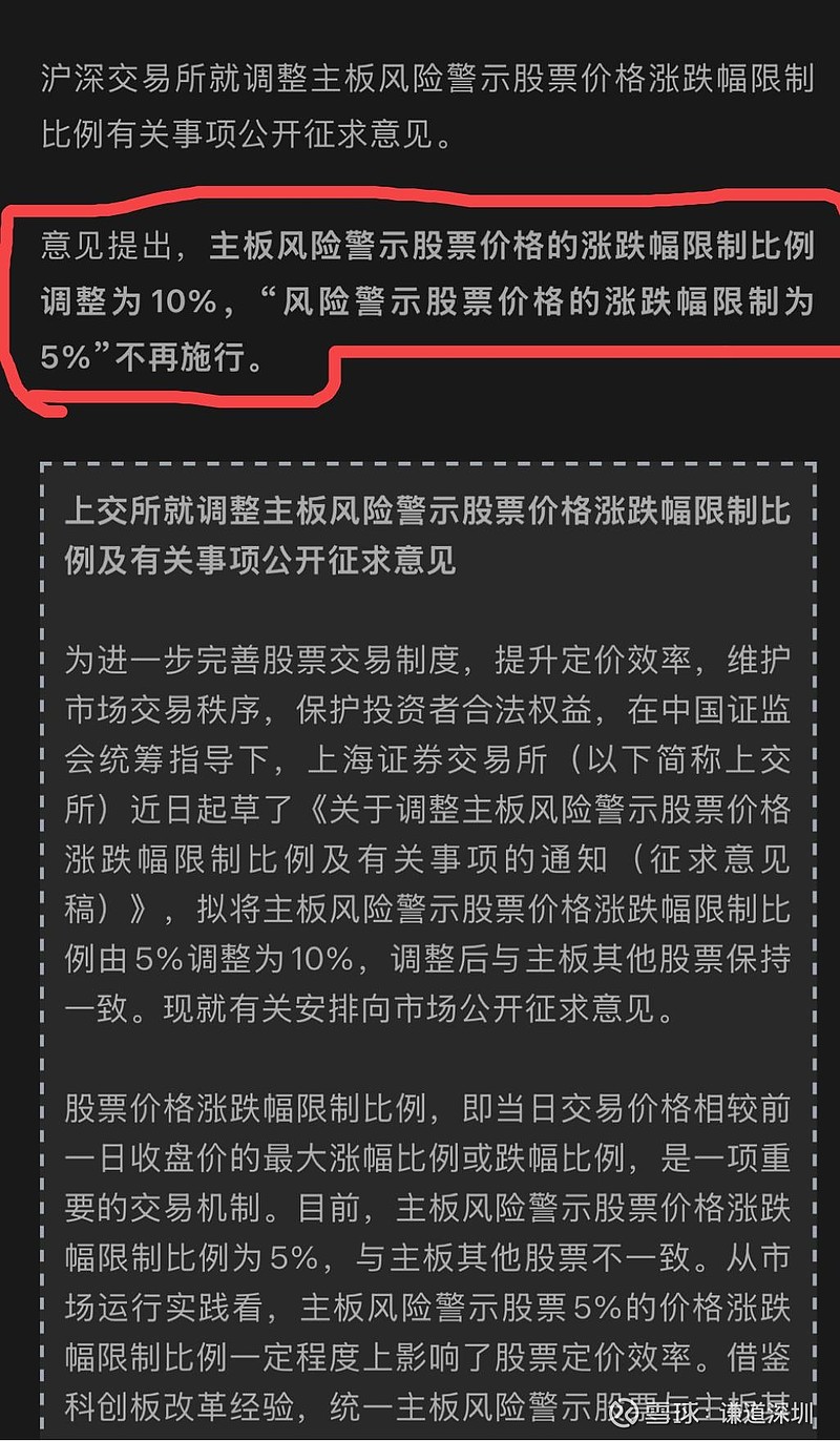 ST股票涨跌幅调整为10%详细解读今天沪深交易所出台政策征求意见，把ST股票 调整为10%，这会有何影响？我们一起来看看一、政策出台的背景与目的此次沪深交易...