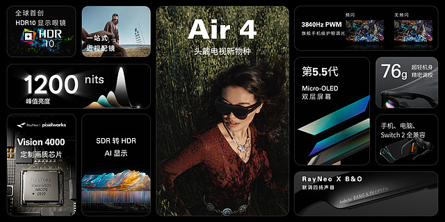 B&O首款AR眼镜来了！雷鸟 Air 4 发布，到手价 1599 元起-锋巢网